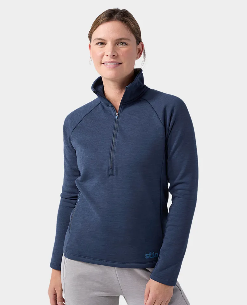 Stio Women's Glide Power Stretch Half Zip in Mountain Shadow Heather-5