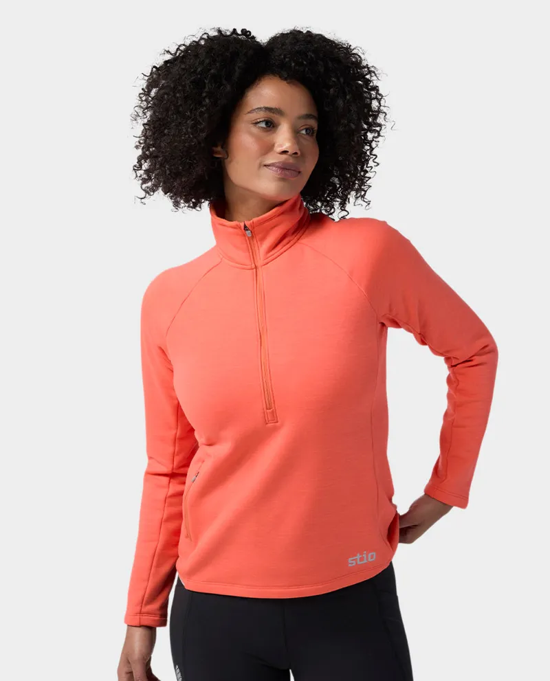 Stio Women's Glide Power Stretch Half Zip in Neon Bloom Heather-1