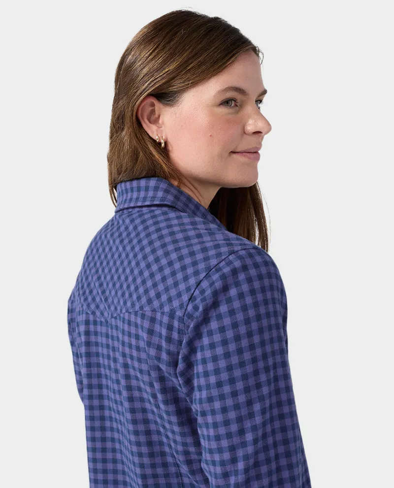 Stio Women's Miter Stretch LW Flannel Shirt in Nightfall Mini Check-3