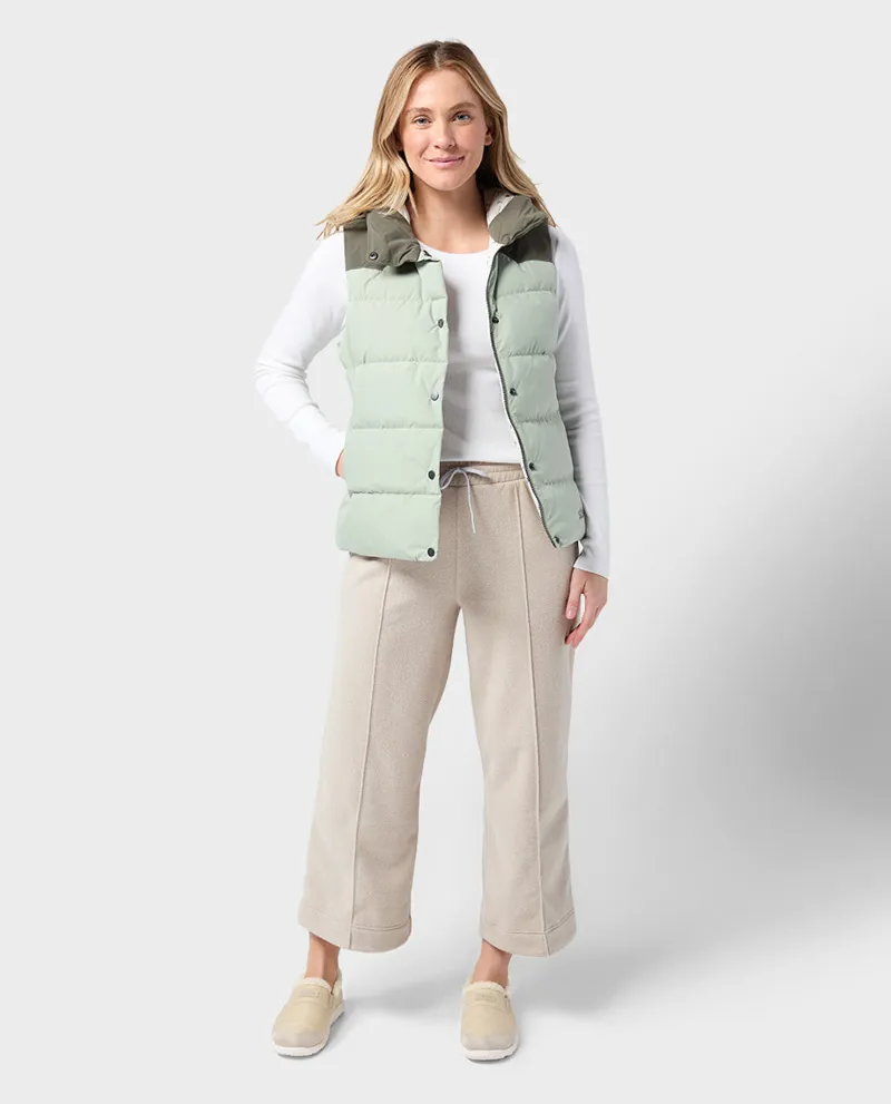 Stio Women's Turpin Fleece Wide Crop Pant in Atmosphere Heather-1