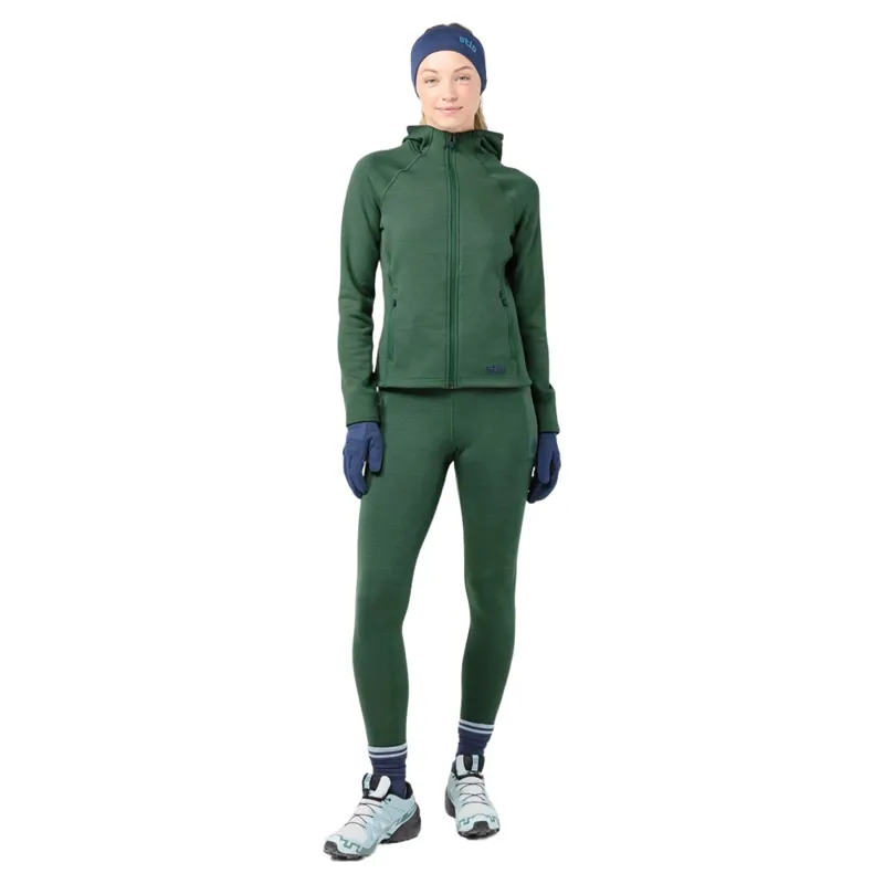 Stio Women's Glide Power Stretch Full Zip Hoodie in Forestline Heather-2