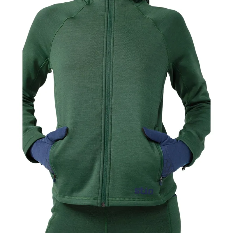 Stio Women's Glide Power Stretch Full Zip Hoodie in Forestline Heather-4