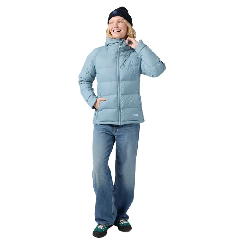 Stio Women's Hometown Down Hooded Jacket in Blue Heron-2