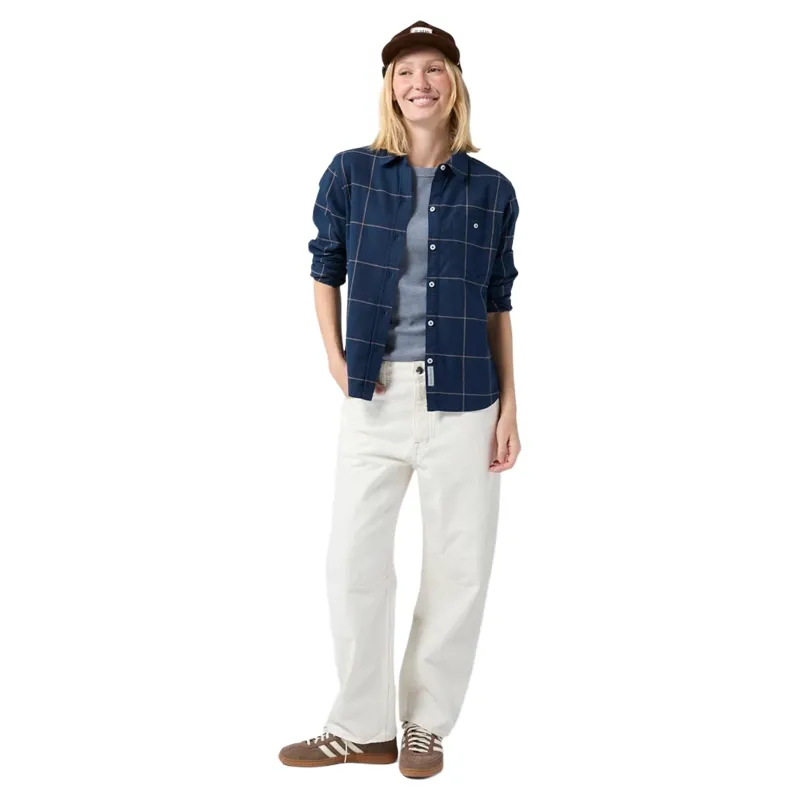 Stio Women's Miter Stretch LW Flannel Shirt in Mountain Shadow Plaid-1