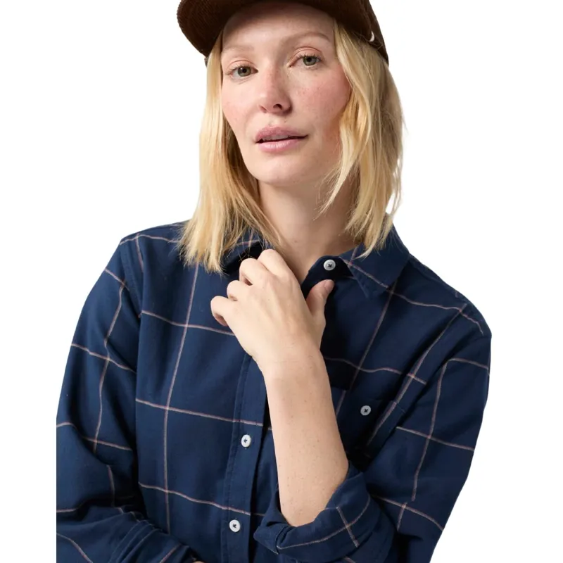 Stio Women's Miter Stretch LW Flannel Shirt in Mountain Shadow Plaid-3