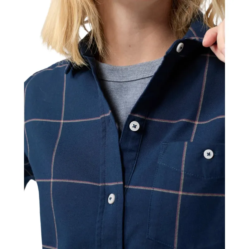 Stio Women's Miter Stretch LW Flannel Shirt in Mountain Shadow Plaid-4