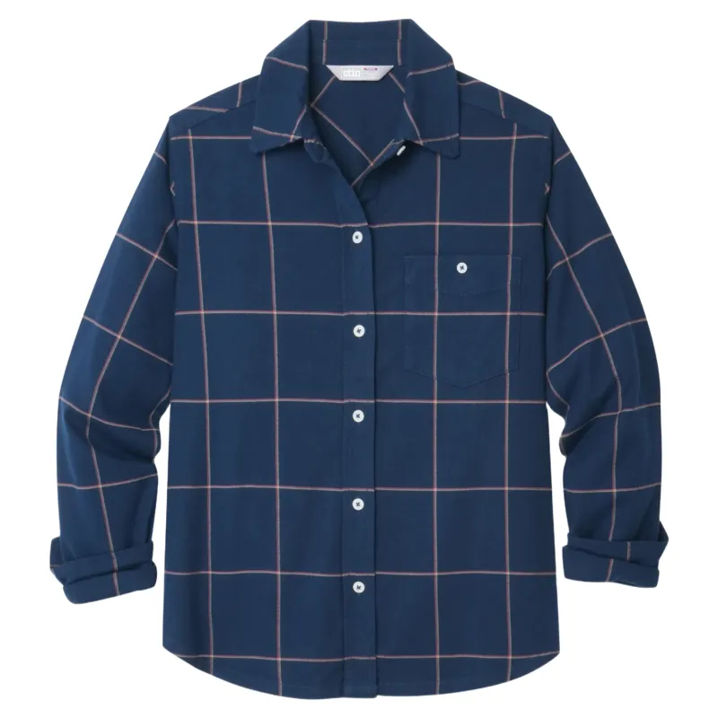 Stio Women's Miter Stretch LW Flannel Shirt in Mountain Shadow Plaid-5