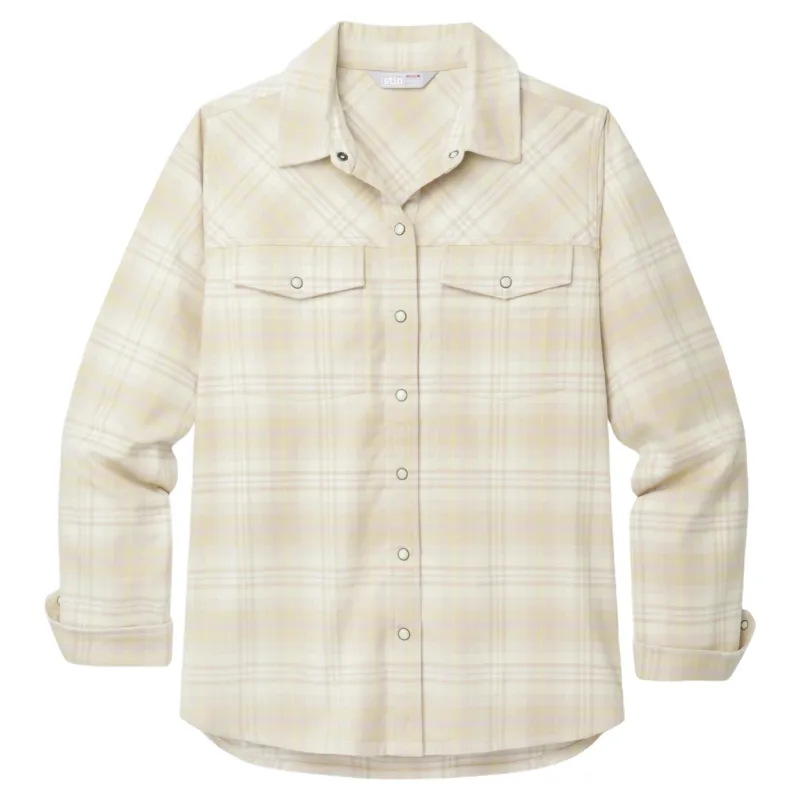 Stio Women's Slipstone Midweight Flannel Shirt in Mountain Goat Plaid-1