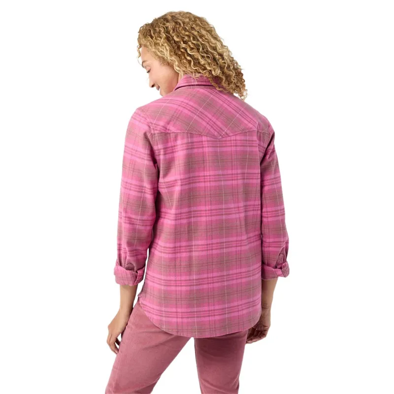 Stio Women's Slipstone Midweight Flannel Shirt in Penstemon Plaid-3
