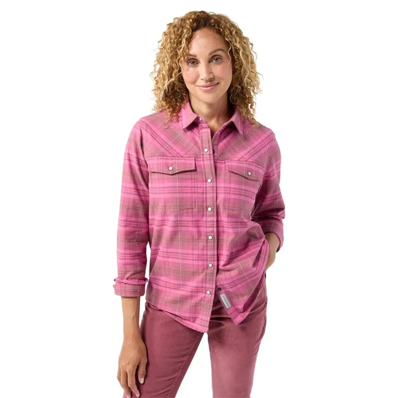 Stio Women's Slipstone Midweight Flannel Shirt in Penstemon Plaid-2