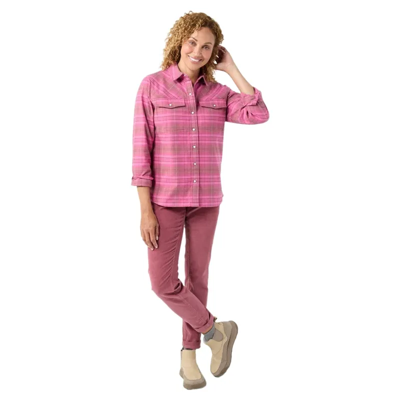Stio Women's Slipstone Midweight Flannel Shirt in Penstemon Plaid-1