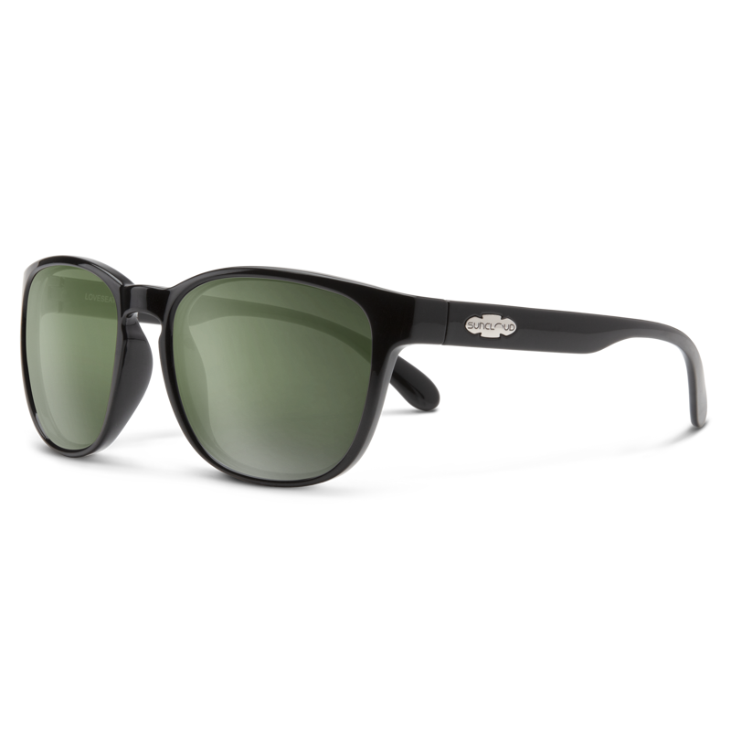 Suncloud Loveseat Sunglasses in Black/Polarized Gray Green Lens