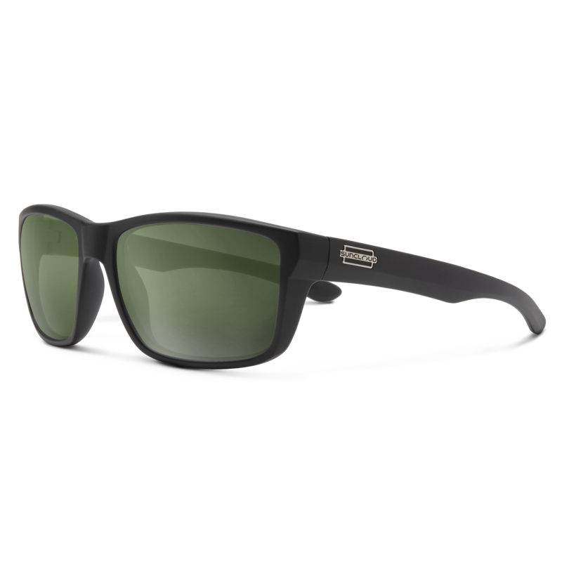 Suncloud Mayor Sunglasses in Matte Black with Polarized Green Grey Lens