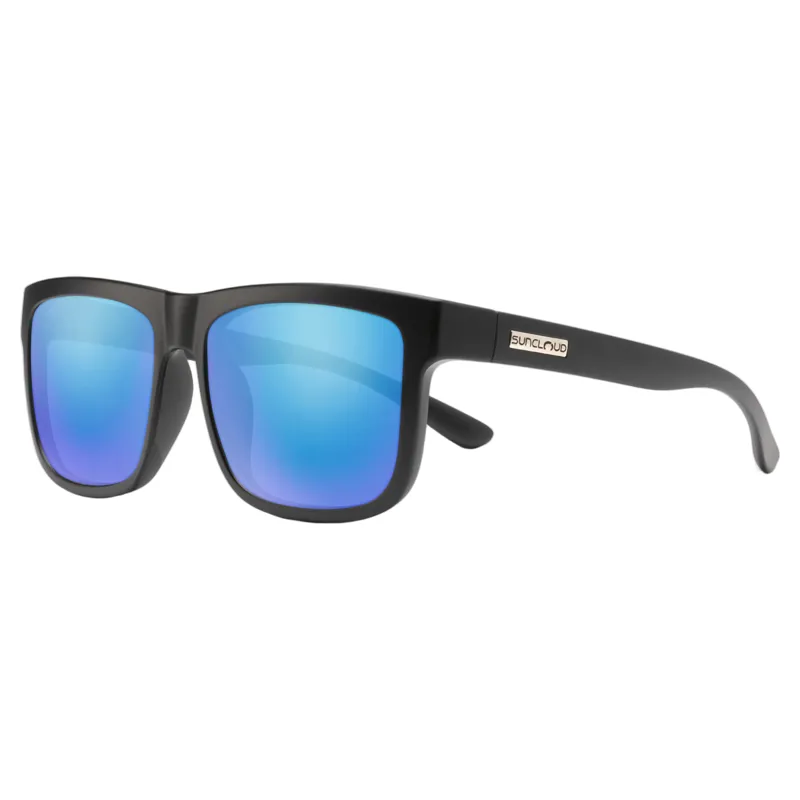 Suncloud Quiver Sunglasses in Matte Black/Polarized Blue Mirror Lens