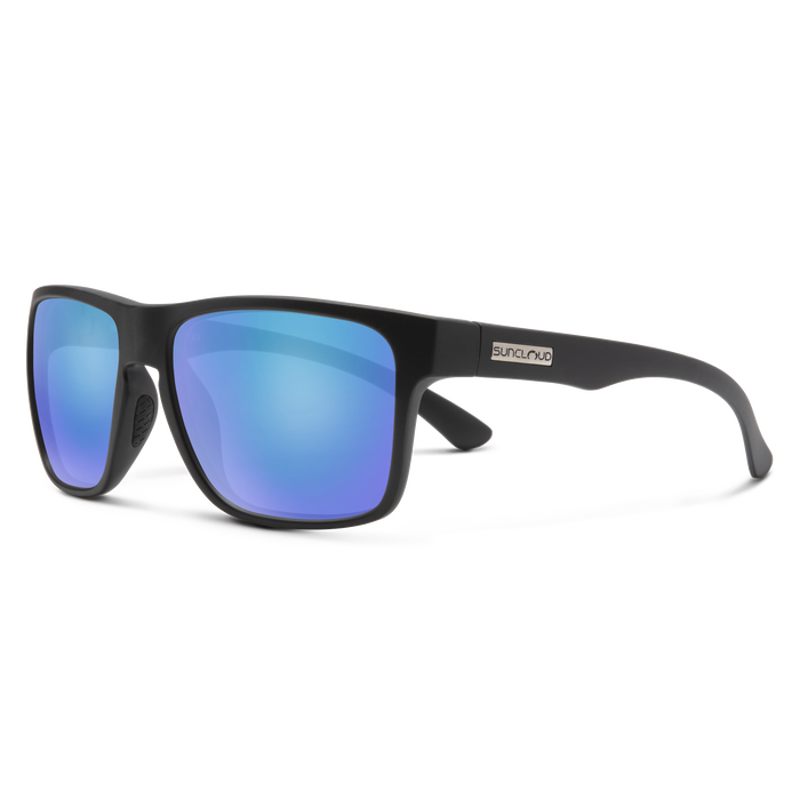Suncloud Rambler Sunglasses in Matte Black Polarized Blue Mirror Lens