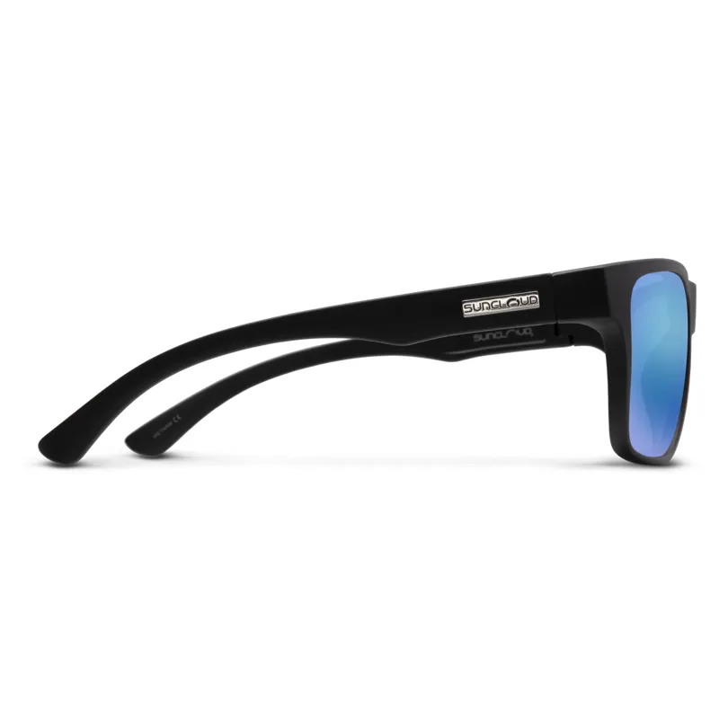 Suncloud Rambler Sunglasses in Matte Black Polarized Blue Mirror Lens-2