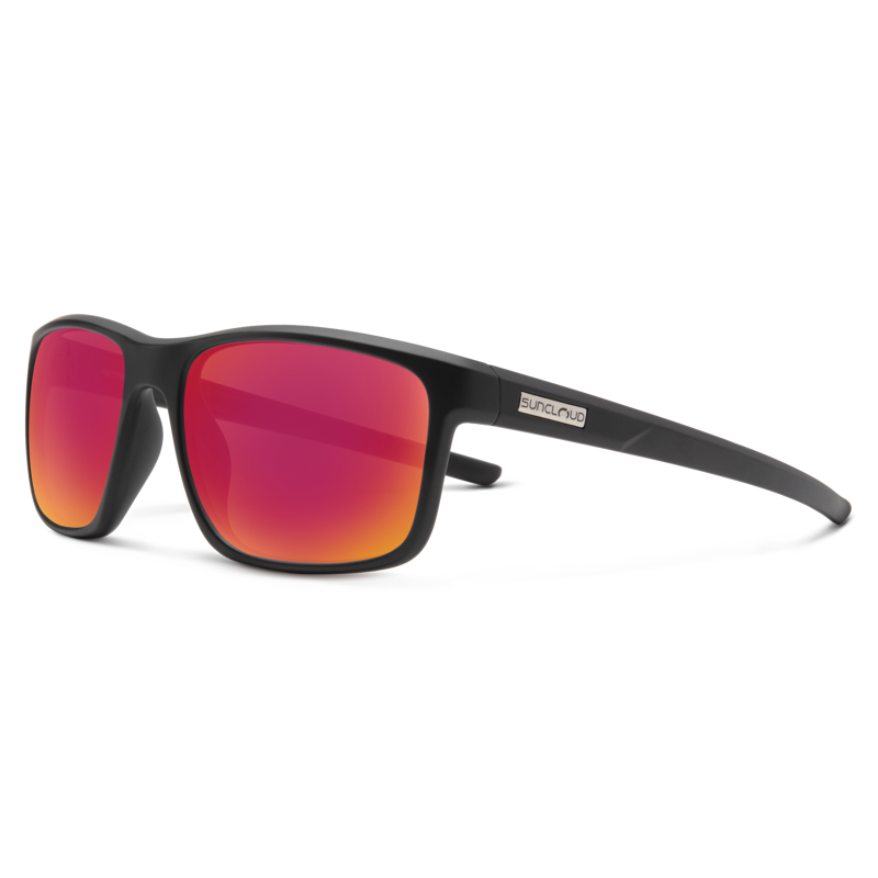 Suncloud Respek Sunglasses in Matte Black w/Polarized Red Mirror Lens