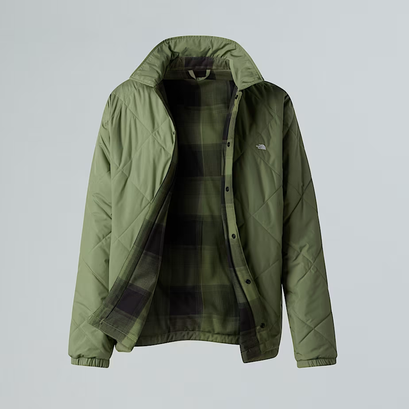 The North Face Afterburner Insulated Flannel in Bark Mist/TNF Black-2