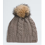 The North Face Women's Oh Mega Fur Pom Lined Beanie in Mocha Brown