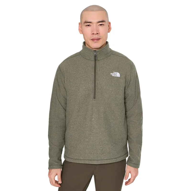 The North Face Textured Cap Rock 1/4 Zip in New Taupe Green Heather