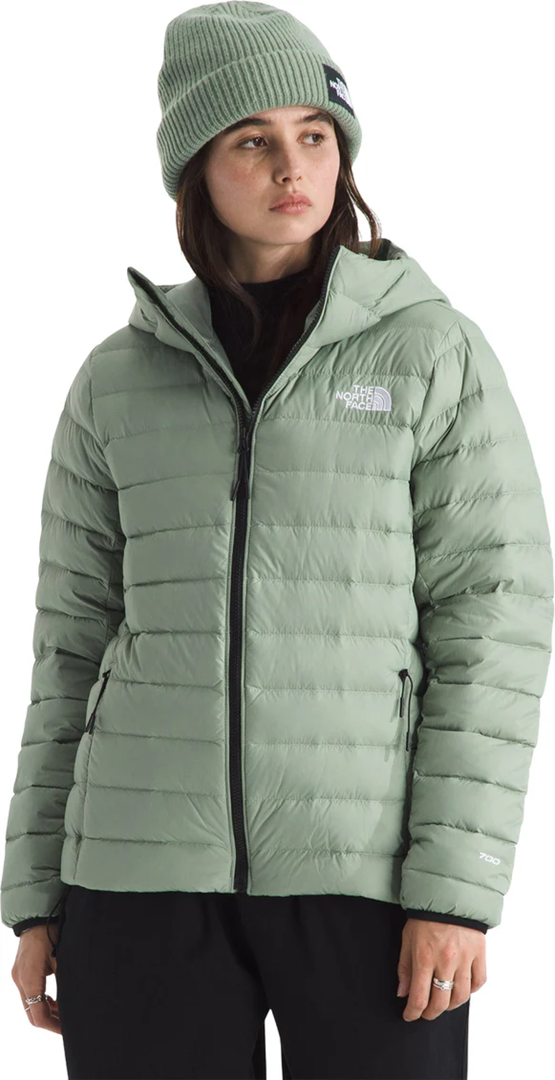 The North Face Women's Classic Down Hooded Jacket in Slate Moss-1