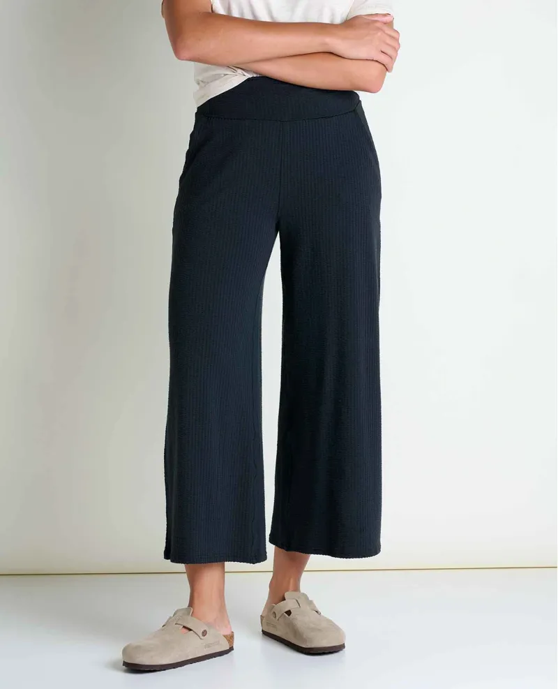 Toad and Co. Women's Chaka Wide Leg Crop Pant in Black Texture