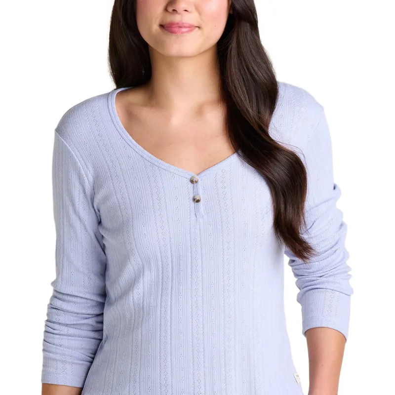 Toad and Co. Women's Foothill Pointelle Henley LS Shirt in Dew-3