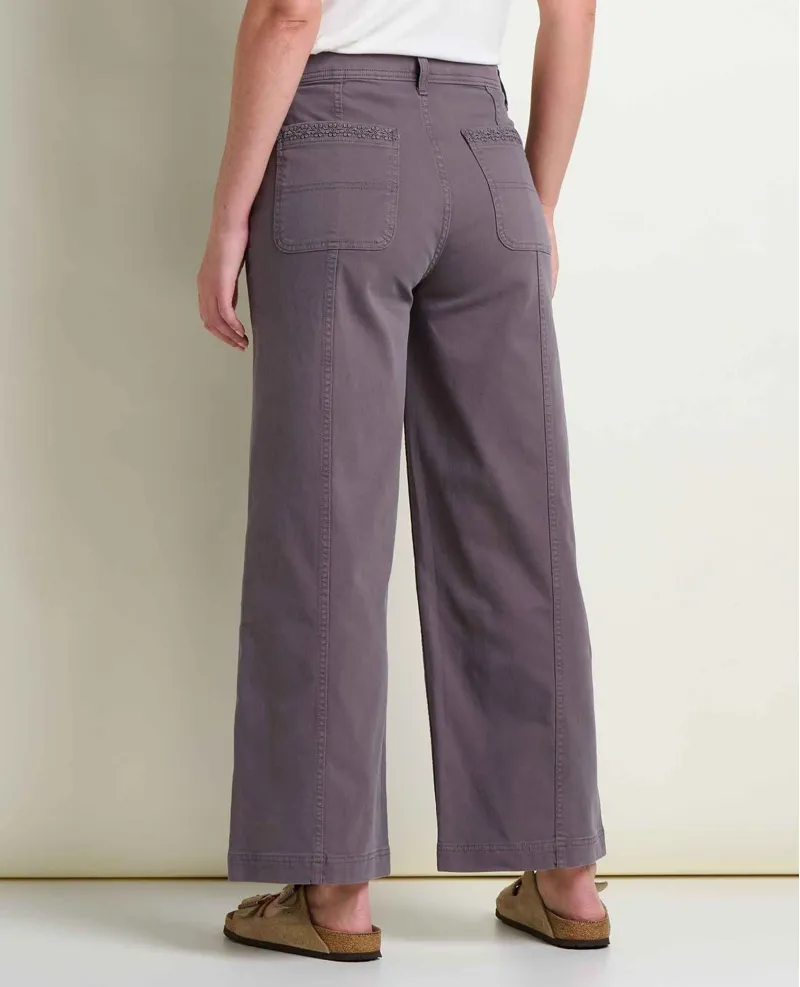 Toad and Co. Women's Linden Wide Leg Pant in Ash Embroidery-1