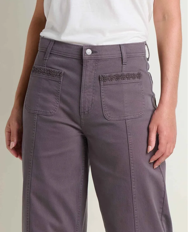 Toad and Co. Women's Linden Wide Leg Pant in Ash Embroidery-2