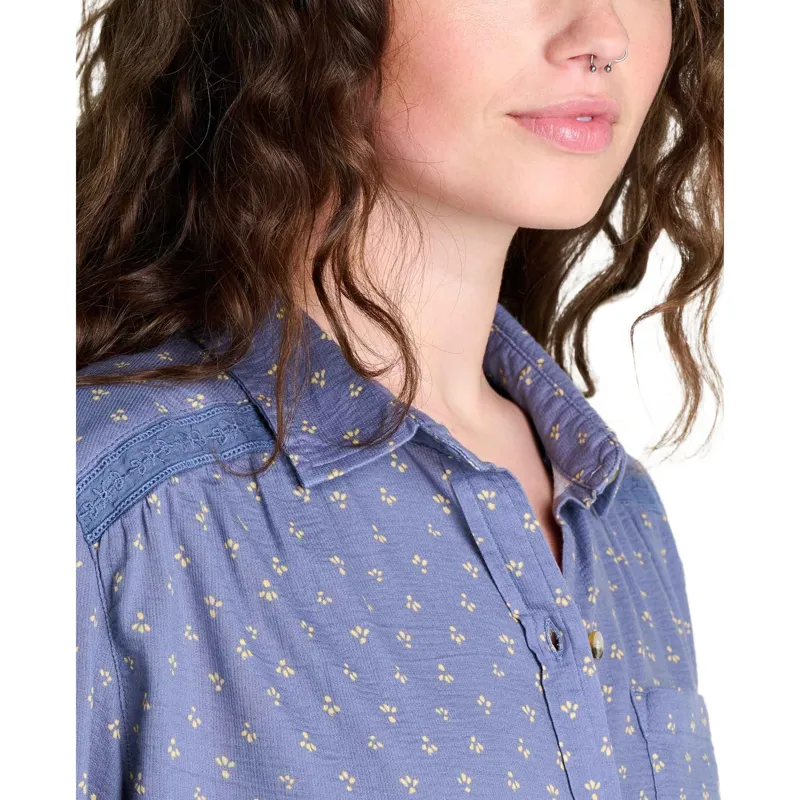 Toad and Co. Women's Manzana Boxy Long Sleeve Shirt in Ocean Print-3