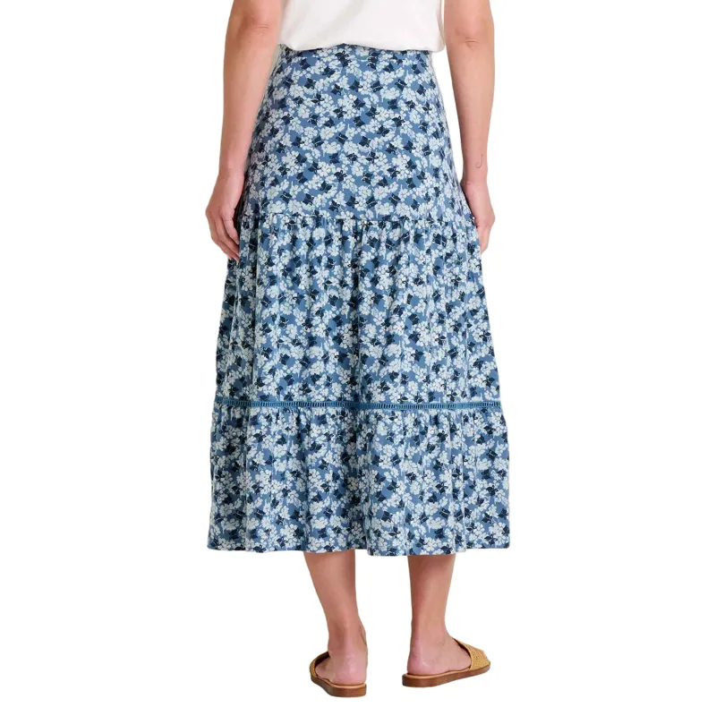 Toad and Co. Women's Marigold Tiered Midi Skirt in Pacific Blue Print-1