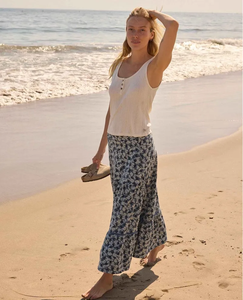 Toad and Co. Women's Marigold Tiered Midi Skirt in Pacific Blue Print-3