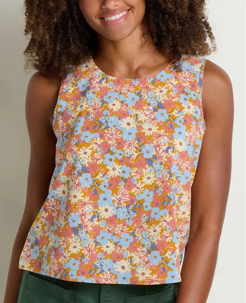 Toad and Co. Women's Sunkissed Button Back Tank in Sunset Print-2