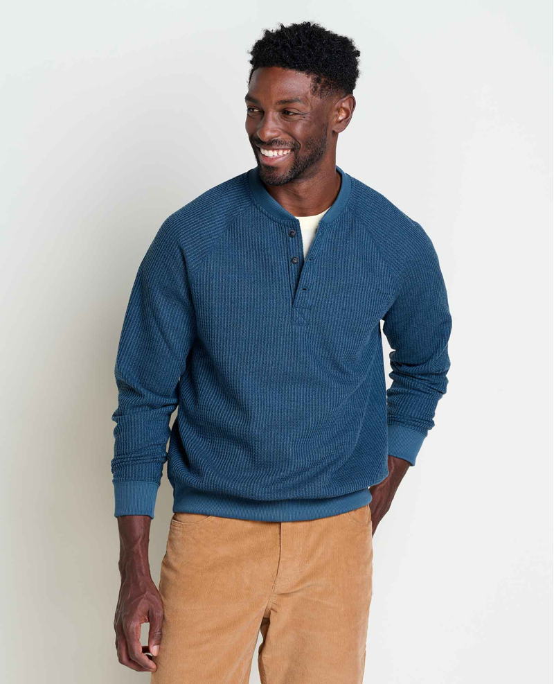 Toad and Co. Bitterroot Long Sleeve Henley Shirt in Midnight