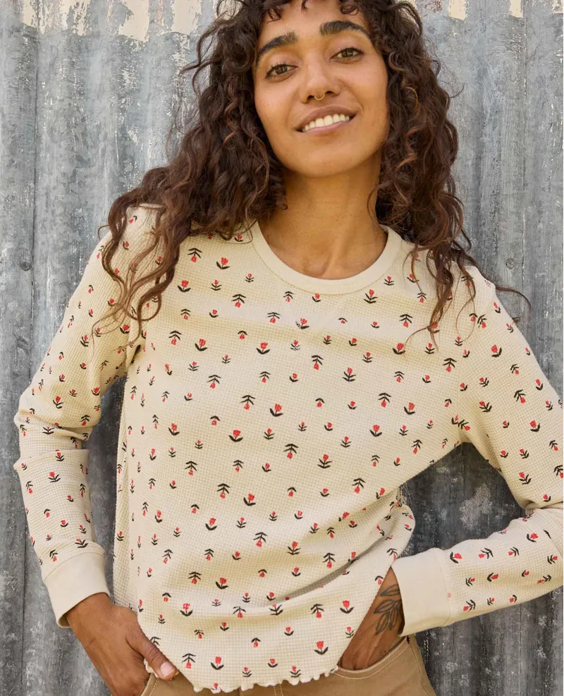 Toad and Co. Women's Foothill Long Sleeve Crew in Salt Tulip Print-4