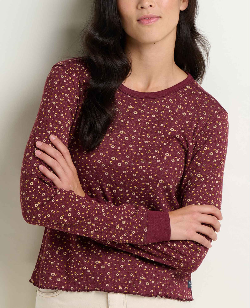 Toad and Co. Women's Foothill Pointelle LS Crew in Port Ditsy Print-2