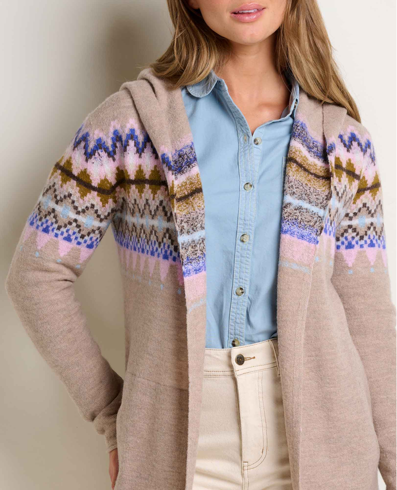 Toad and Co. Women's Heartfelt Merino Hoodie in London Fog Fair Isle-2