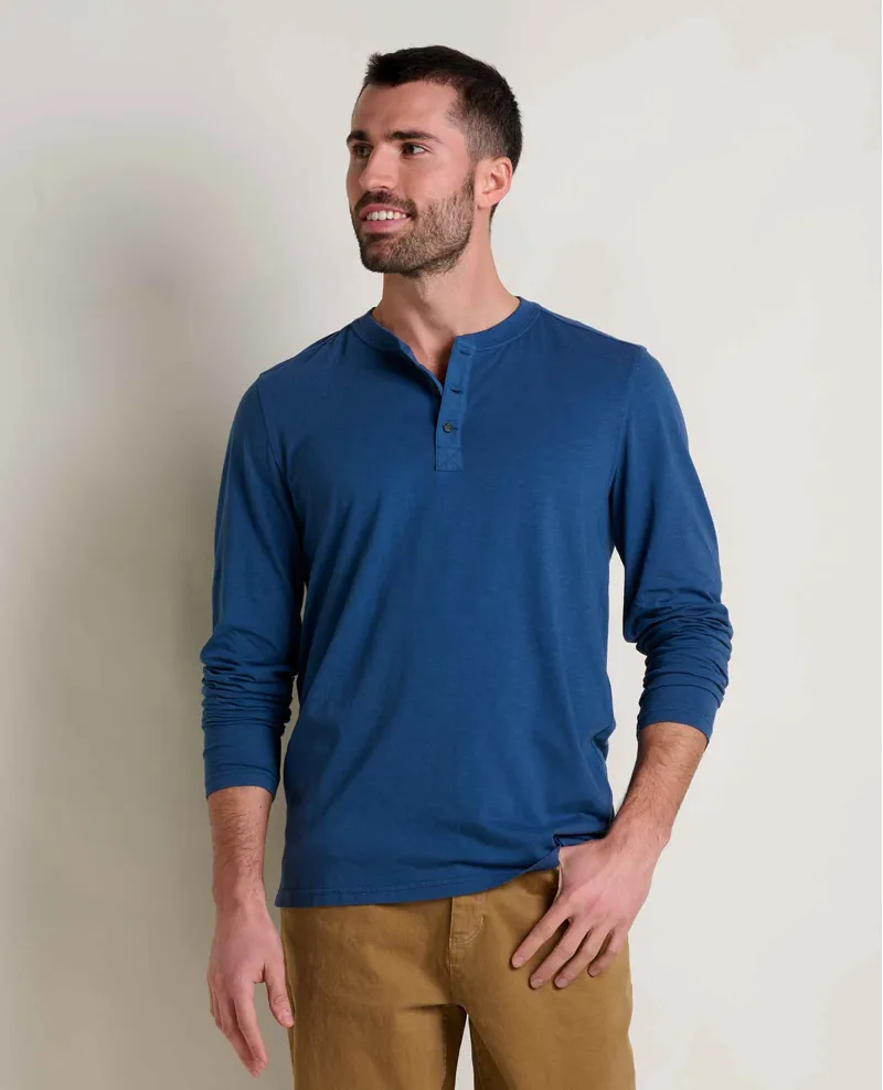 Toad and Co. Primo Long Sleeve Henley in Deep Sea