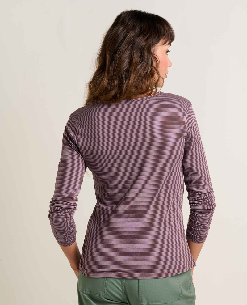 Toad and Co Women's Rose Long Sleeve Tee in Aster Micro Stripe-1