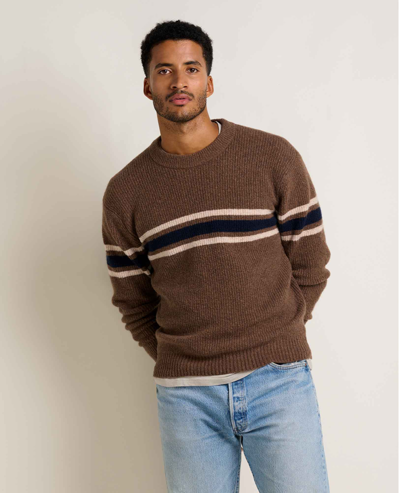 Toad and Co. Wasatch Crewneck Sweater in Chestnut Chest Stripe
