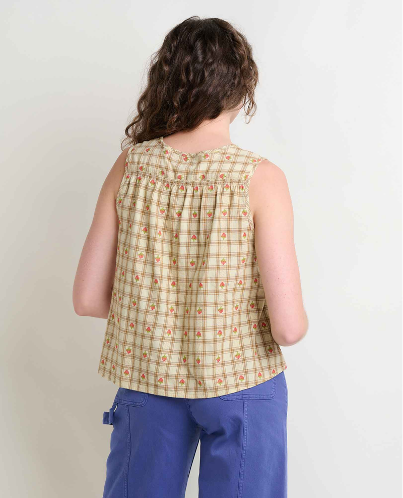 Toad and Co Women's Manzana Button Front Tank in Barley Strawberry-1