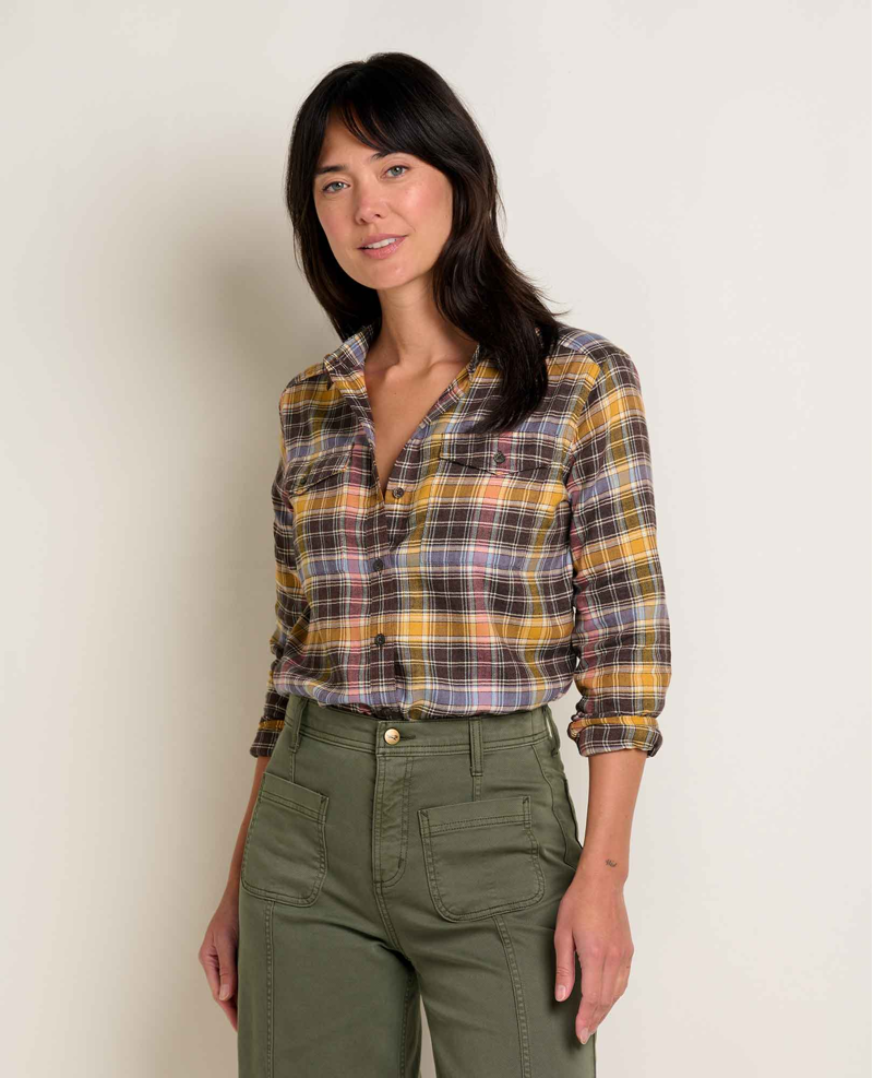 Toad and Co Women's Re-Form Flannel Shirt in Chestnut Check-2