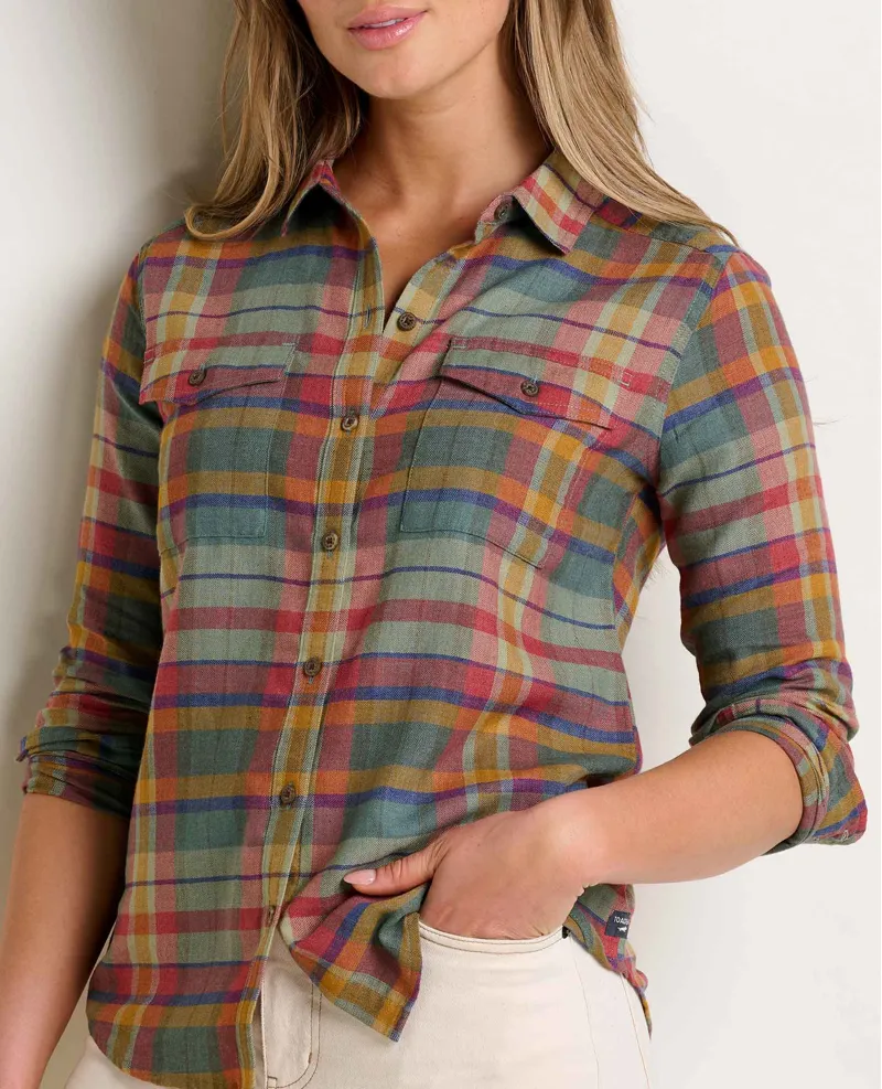 Toad and Co Women's Re-Form Flannel Shirt in Yucca Madras-4