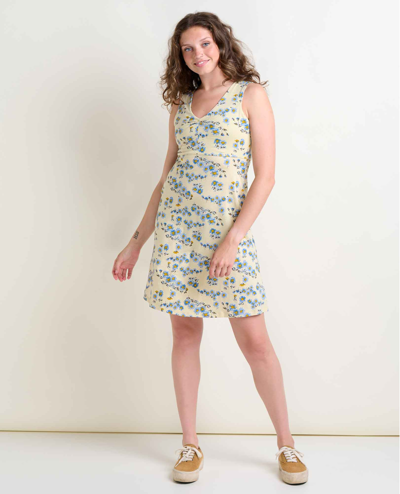Toad and Co Women's Rosemarie SL Dress in Barley Daisy Print-2
