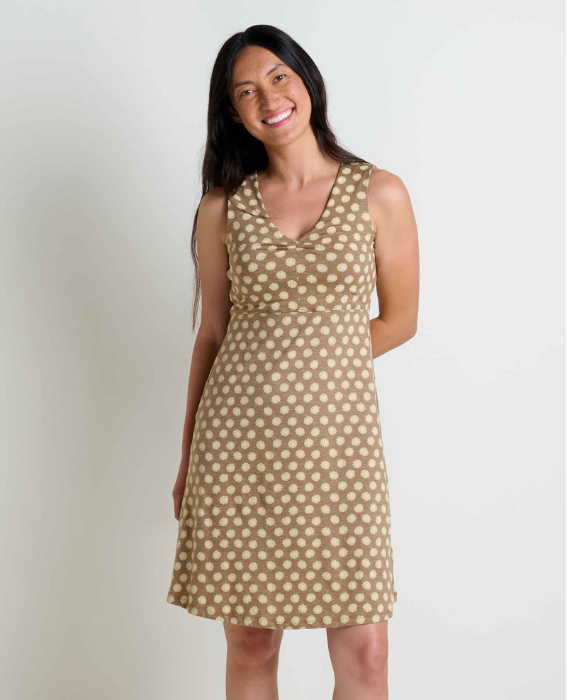 Toad and Co Women's Rosemarie SL Dress in Honey Brown Floral Print