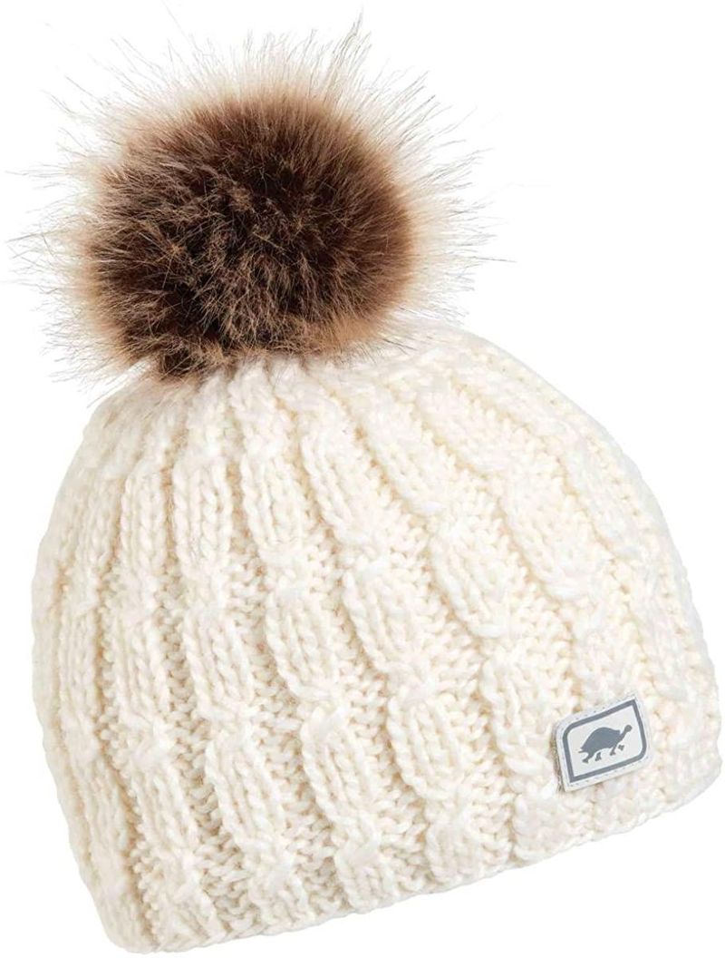 Turtle Fur Fifi Faux Fur Pom Merino Wool Hat in White