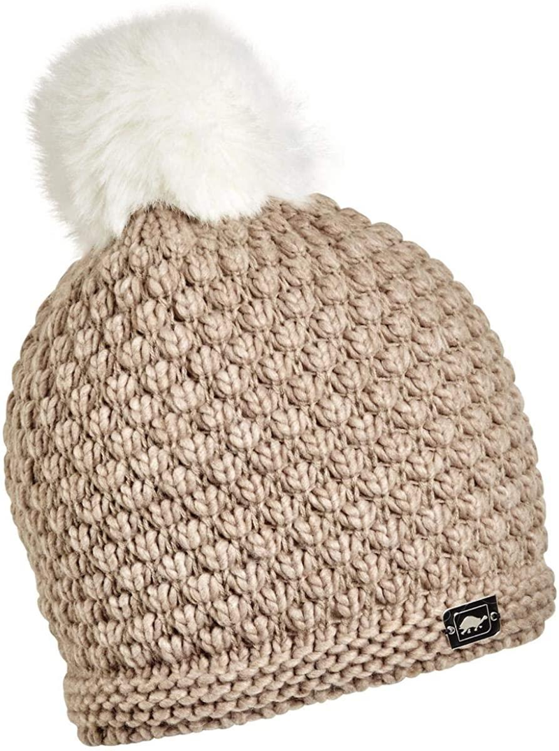 Turtle Fur Snowfall Pom Hat in Beige
