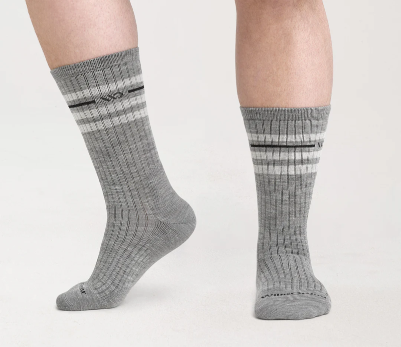 Wide Open Vintage Stripe Midweight Crew Sock in Black