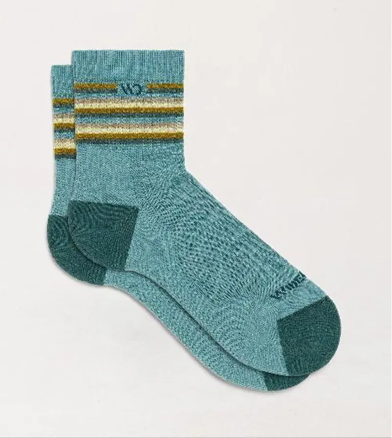 Wide Open Women's Multi Stripe MW Micro Crew Sock in Light Teal