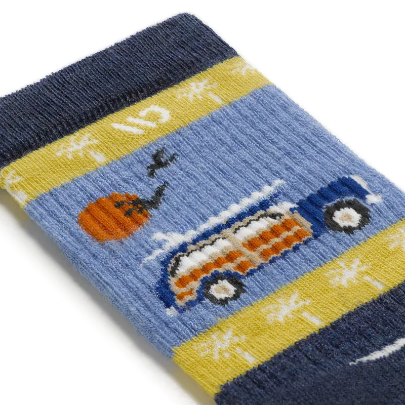 Wide Open Way Back Midweight Cushioned Crew Sock in Denim-1